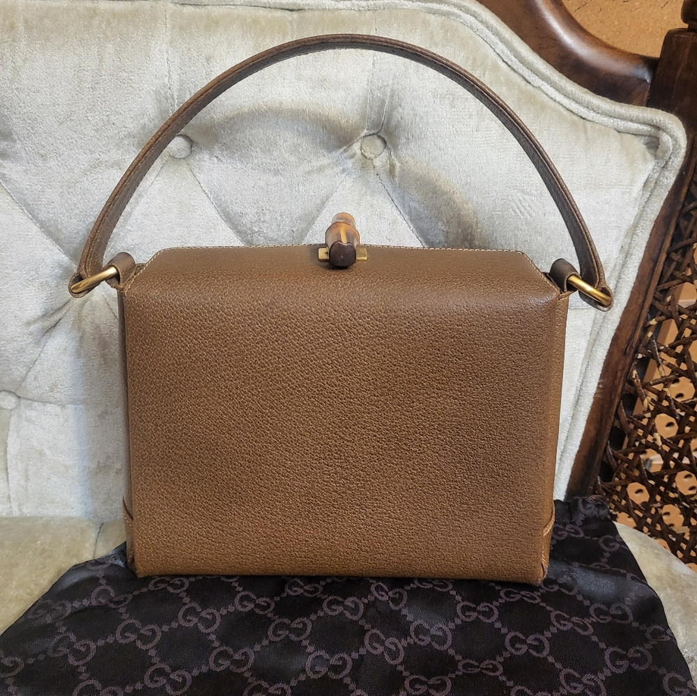 (SOLD)Authentic vintage (1970's ) Gucci bamboo top handle bag - Picture 6 of 16